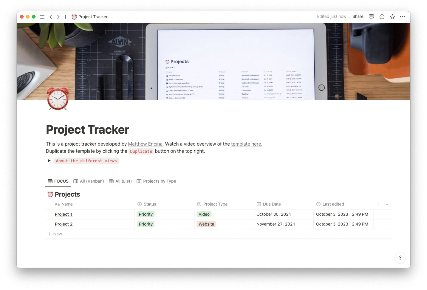 Project tracker template thumbnail