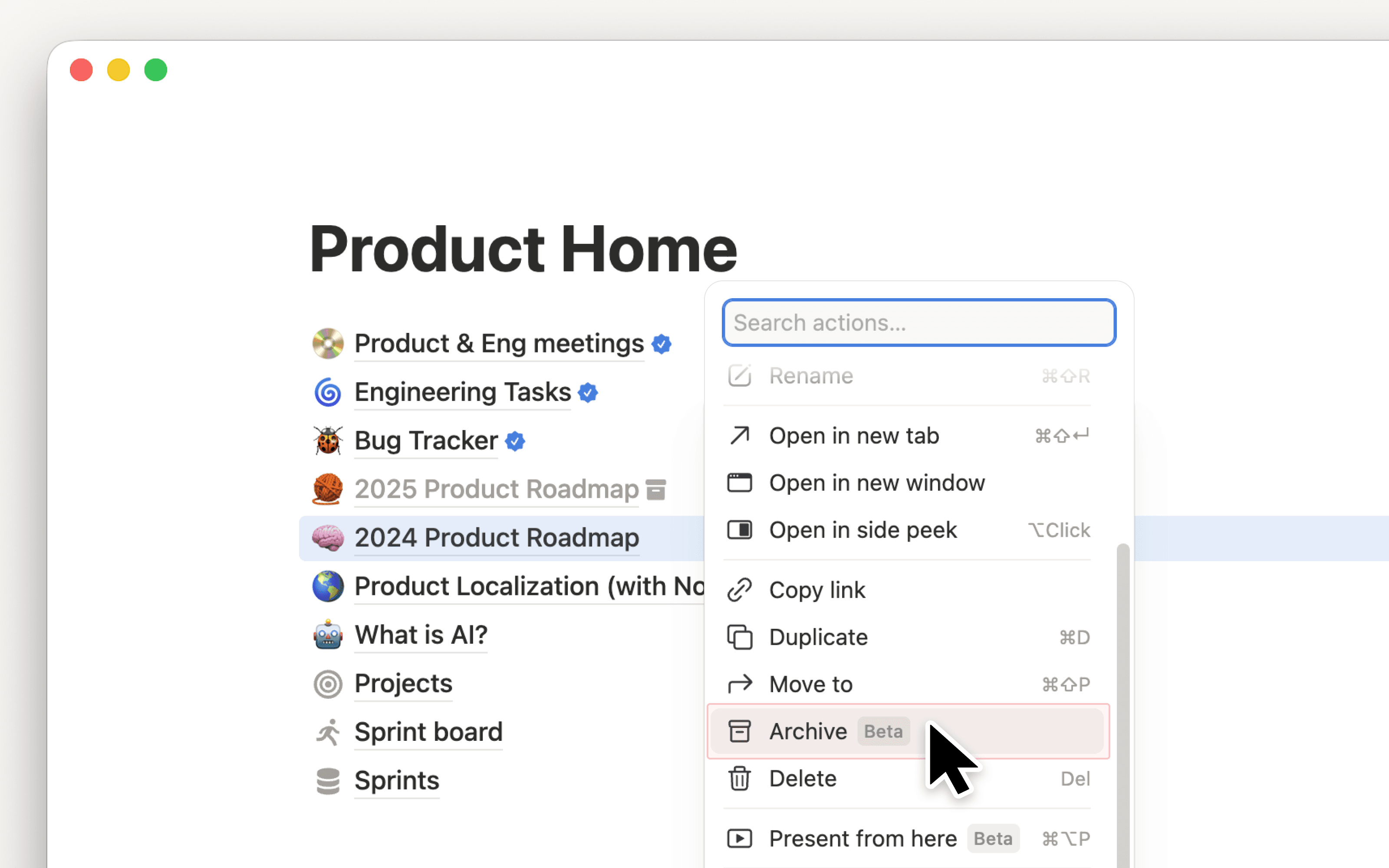 将过时的页面归档,让你的工作空间保持井然有序