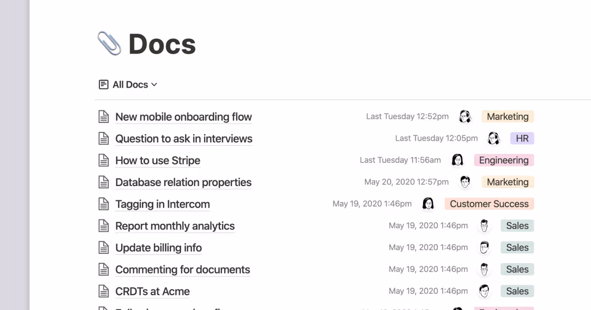Building a comprehensive team notes & docs database