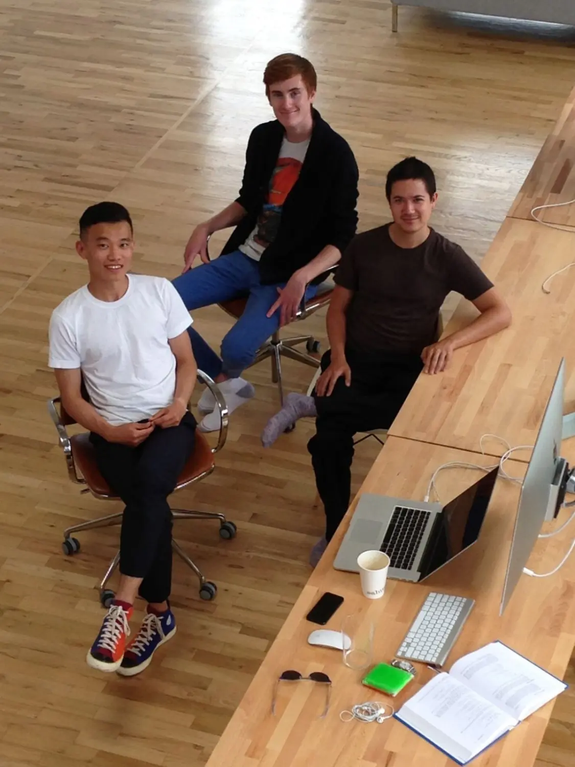 Ivan Zhao, Simon Last, and another early employee in Notion's first office