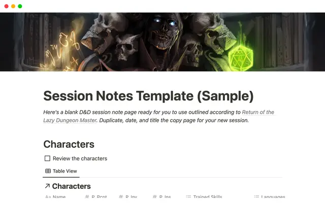 Lazy RPG Campaign Template