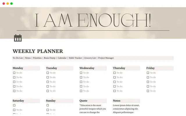 WEEKLY  PLANNER